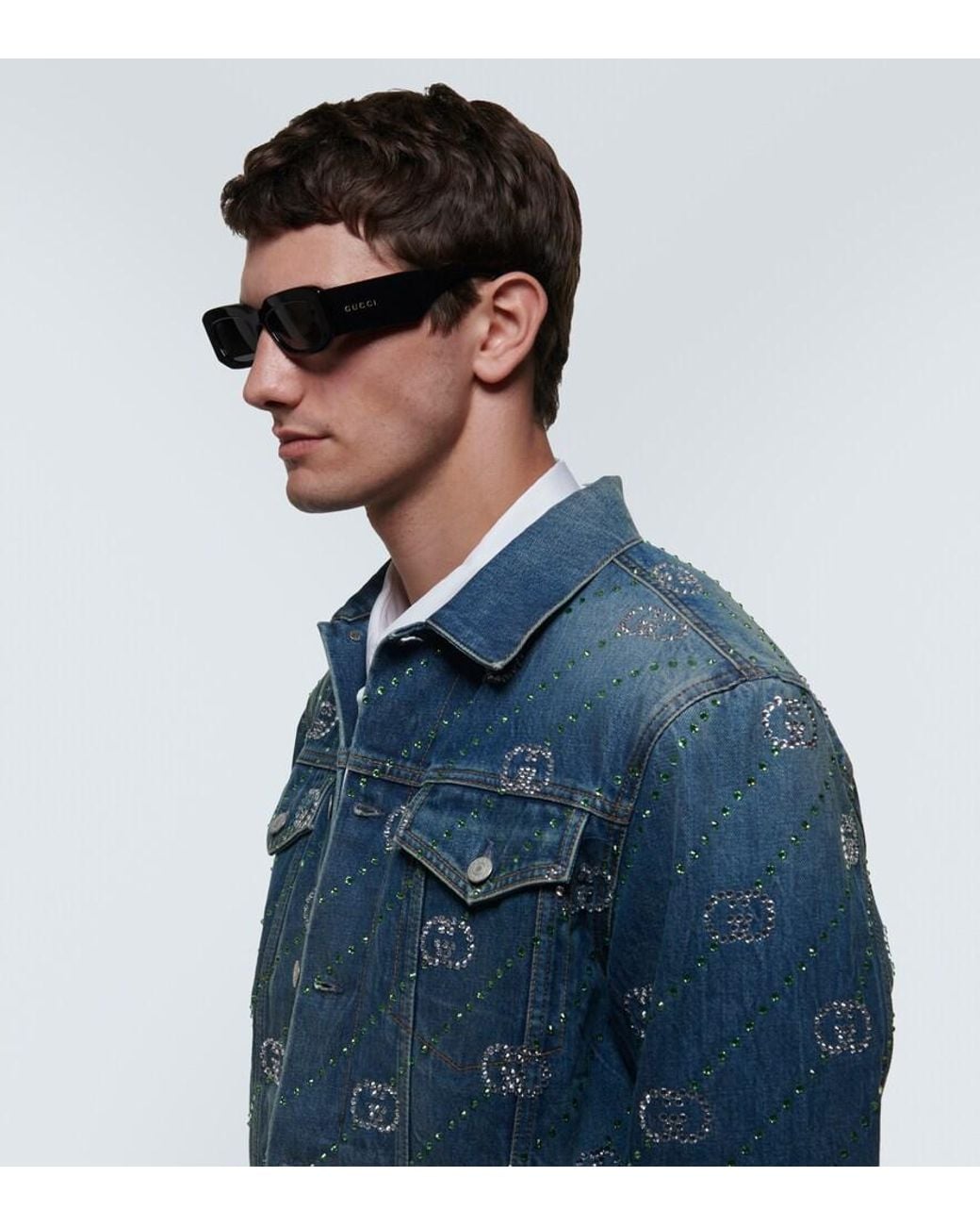 Gucci Black Rectangular Sunglasses for men