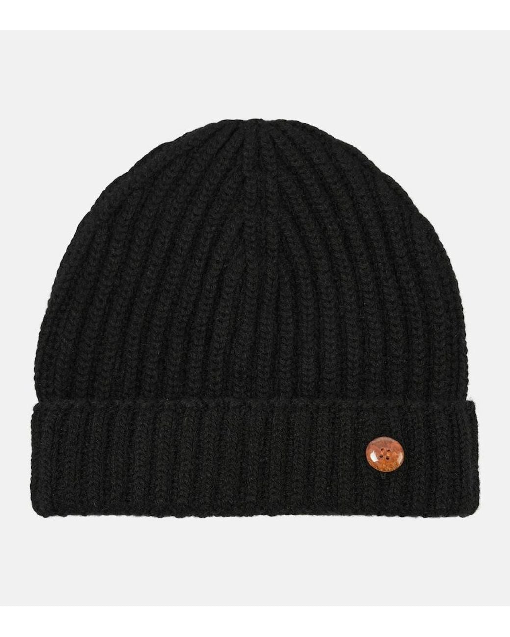 God's True Cashmere Black Molly Hogan Ribbed-Knit Cashmere Beanie