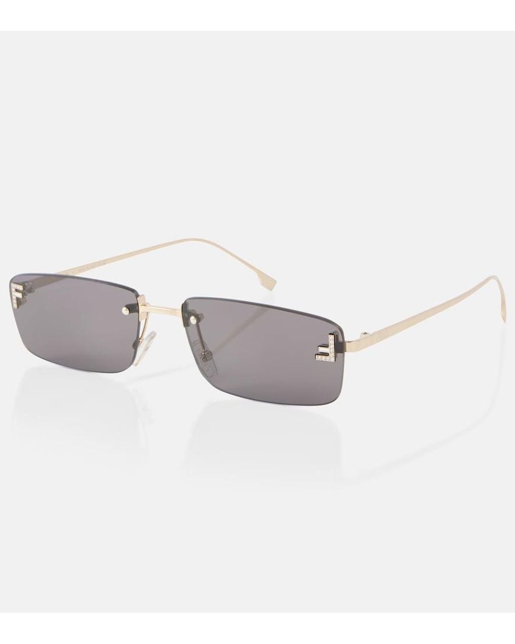 Fendi Gray Eckige Sonnenbrille First Crystal