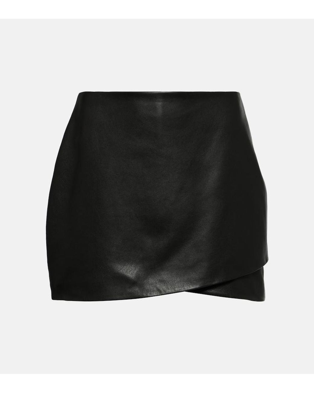 The Sei Black Asymmetric Leather Miniskirt