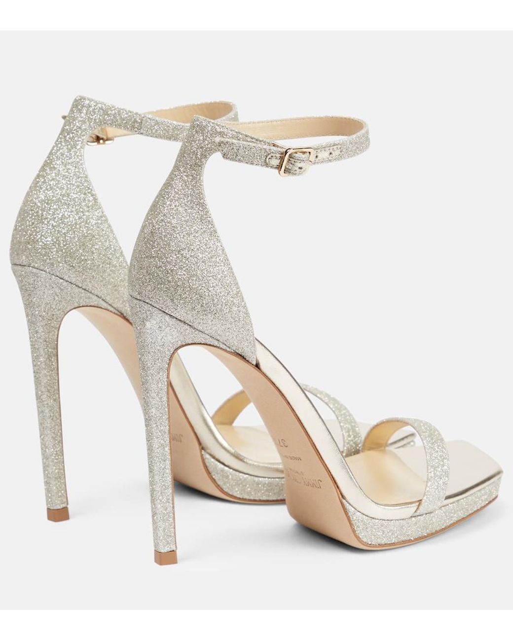 Jimmy Choo Metallic Alva 120 Glitter Sandal