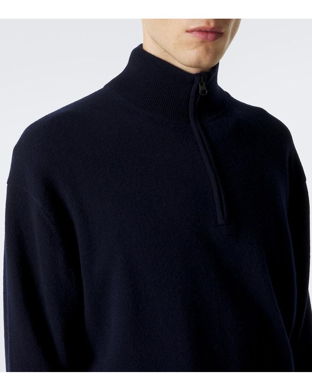 Lisa Yang Blue Augustus Cashmere Half-Zip Sweater for men