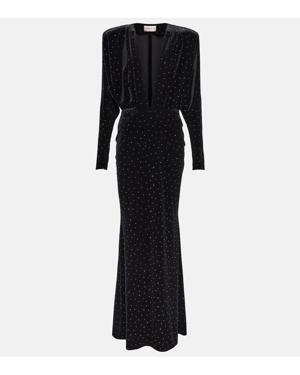 Alexandre Vauthier Black Crystal-Embellished Gown