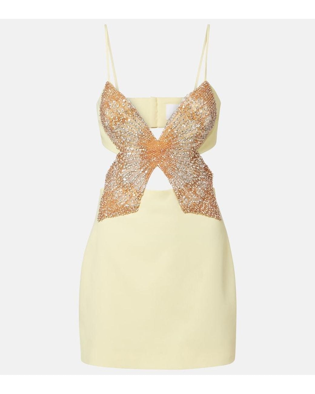 Costarellos Yellow Zilia Embellished Minidress