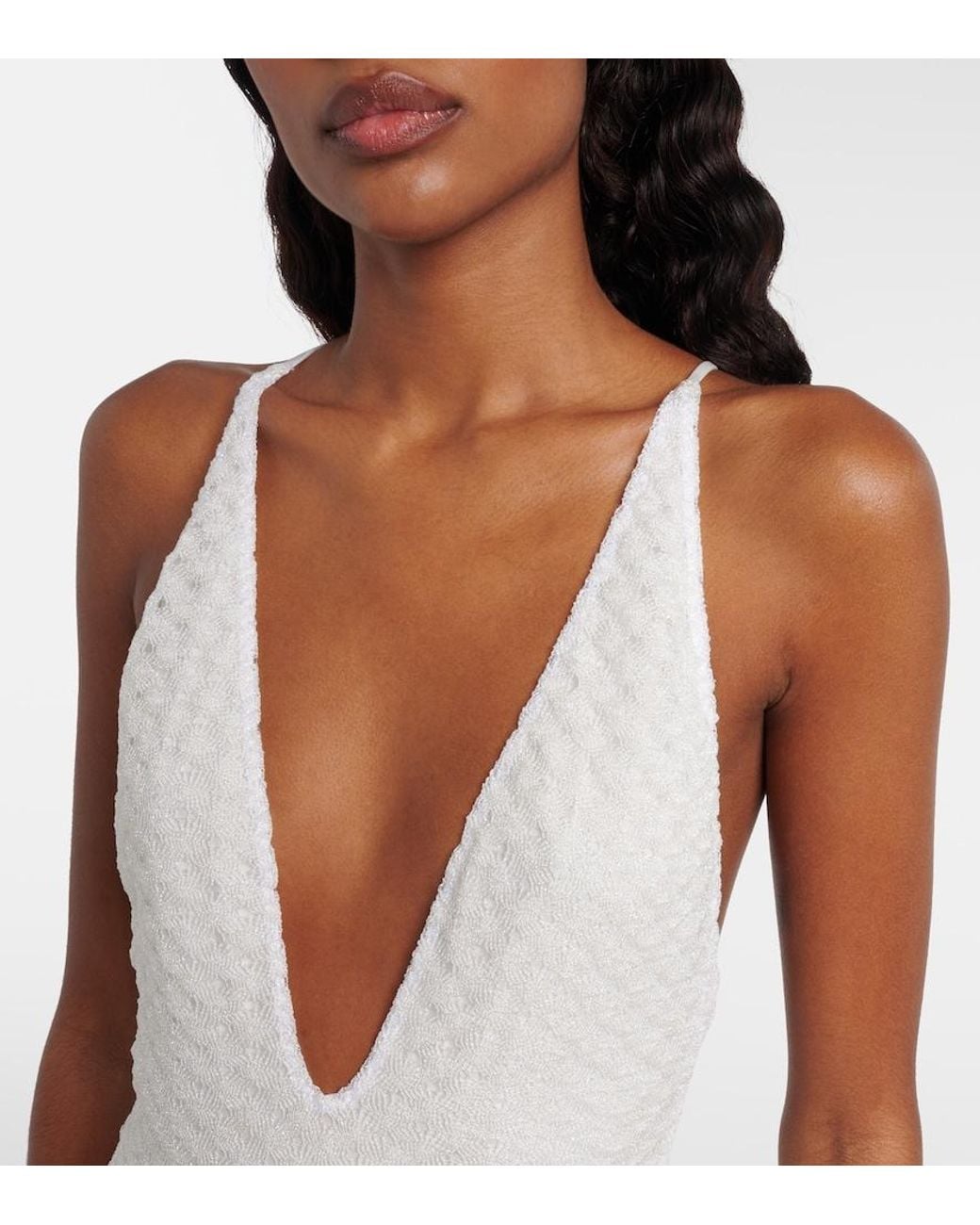 Missoni White Lame Swimsuit