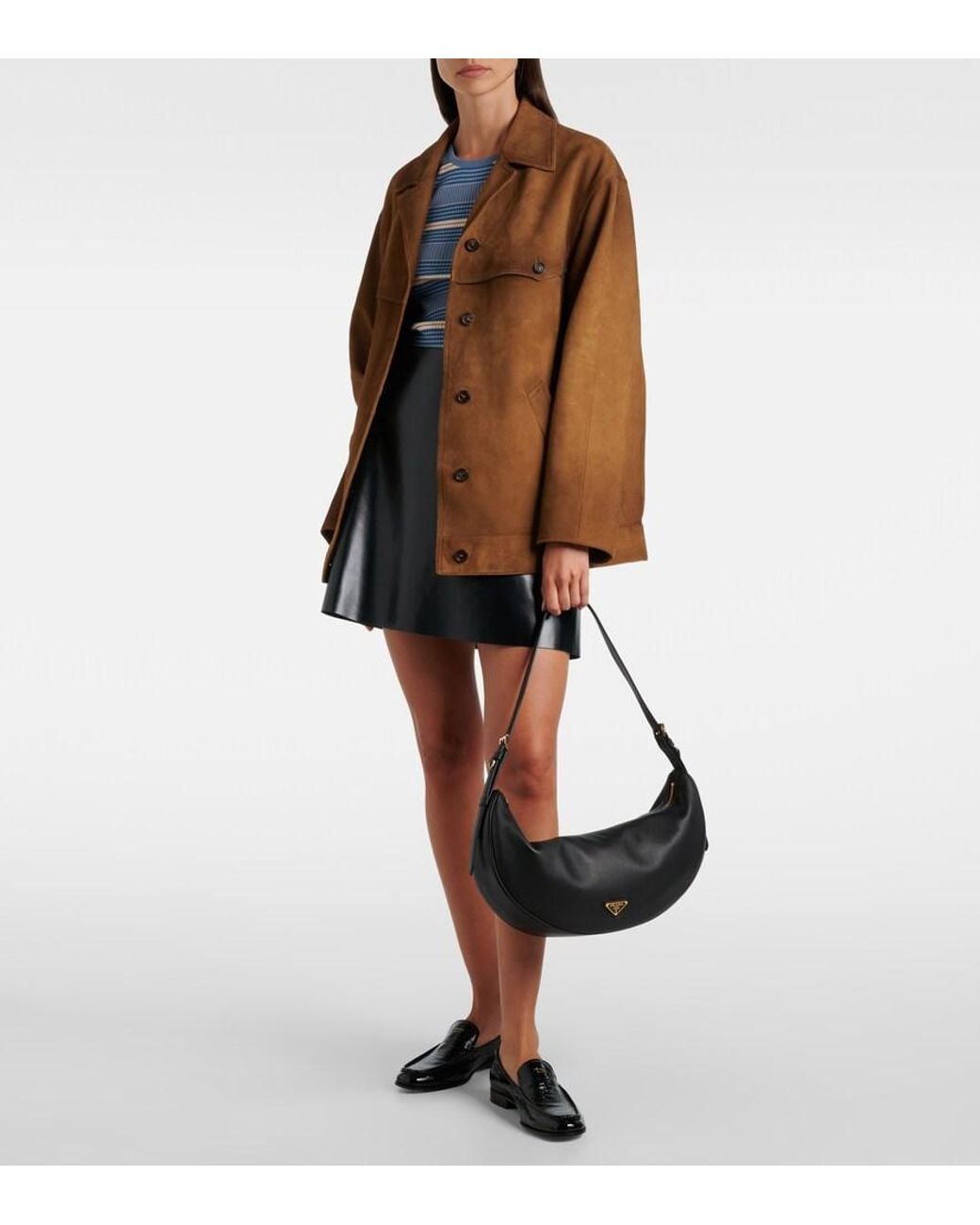 Prada Black Demi-Lune Large Leather Shoulder Bag