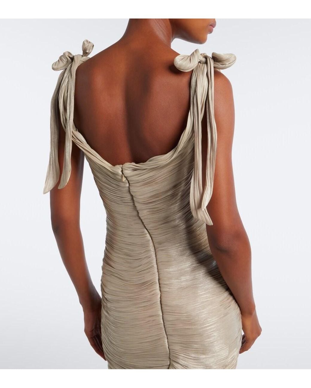 Marmar Halim White Pleated Taffeta Gown