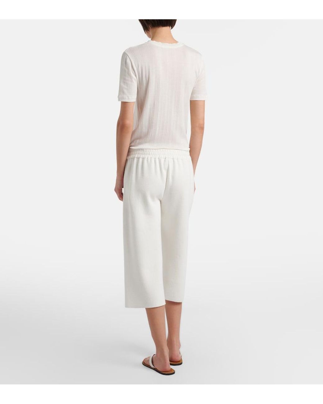 The Row White Ozias Cotton And Silk Cropped Sweatpants