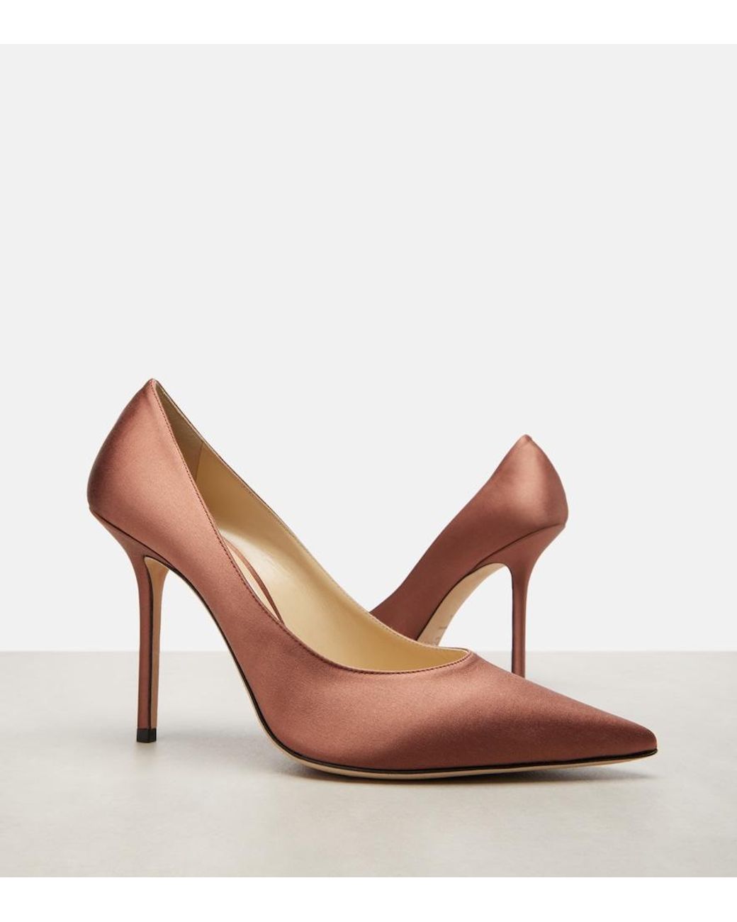 Jimmy Choo Brown Love 100 Satin Pumps