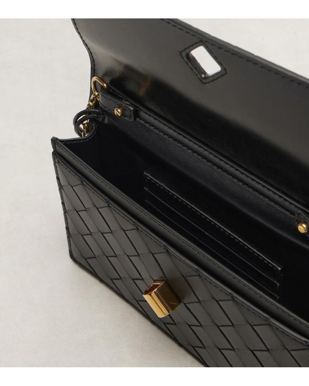 Bottega Veneta Black Andiamo Intrecciato Leather Shoulder Bag