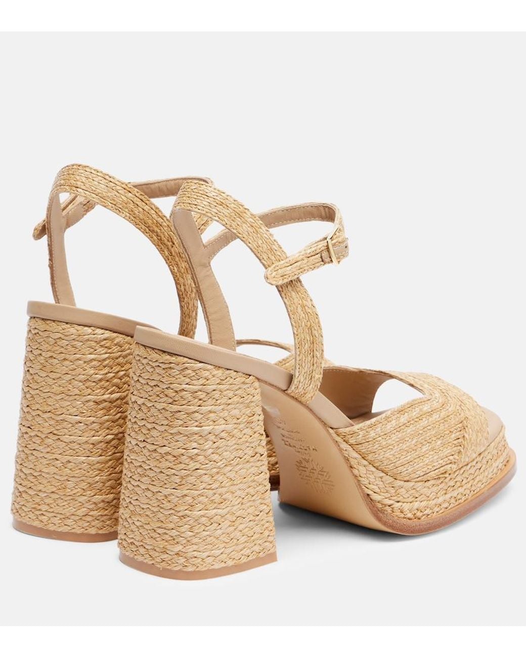 Souliers Martinez Natural Gracia 95 Raffia Platform Sandals