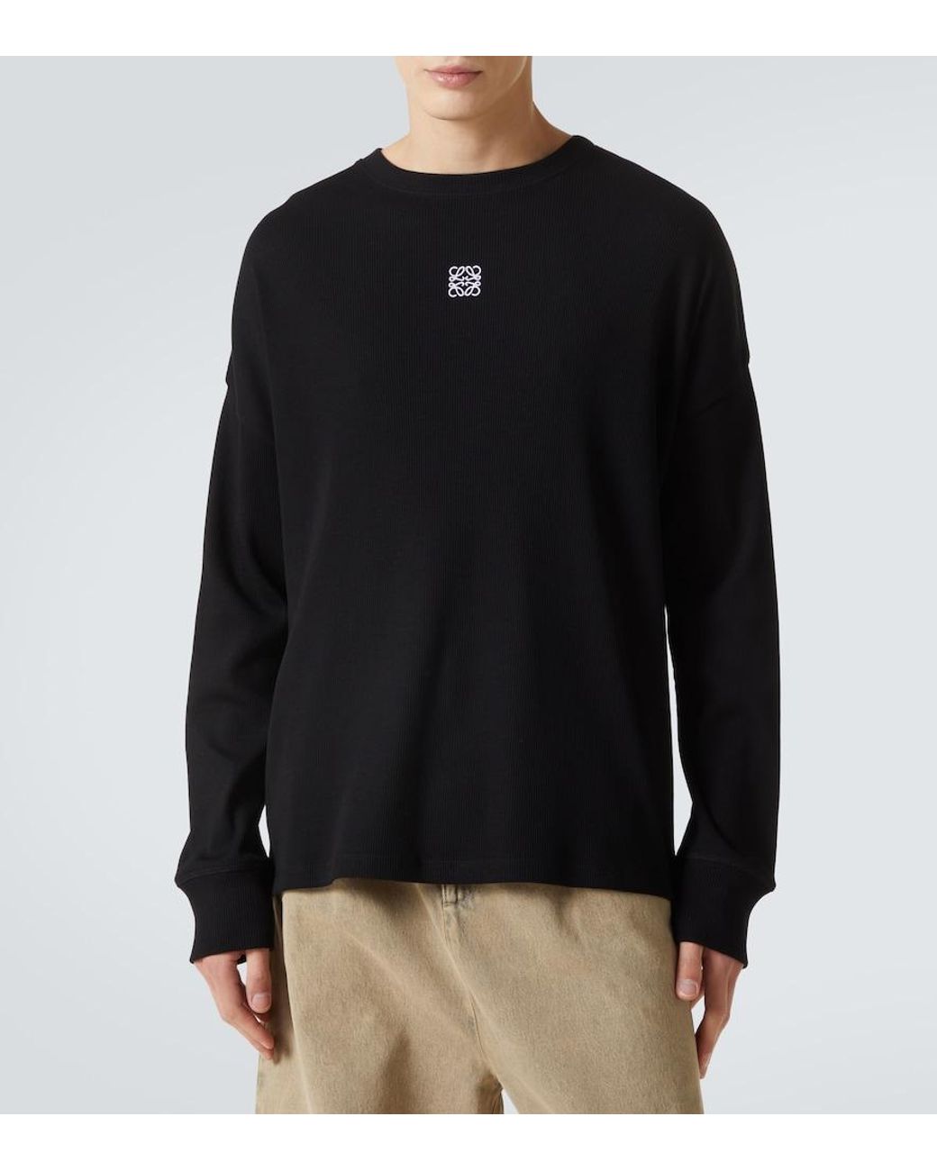 Loewe Blue Anagram Ribbed-Knit Cotton T-Shirt for men