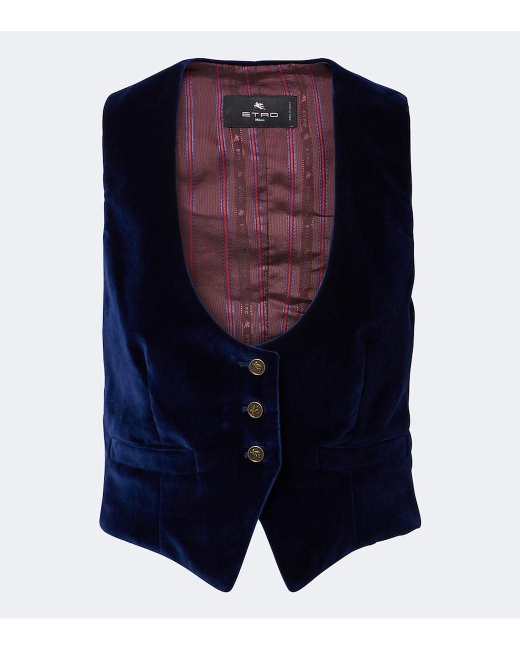 Etro Blue Cotton Velvet Vest