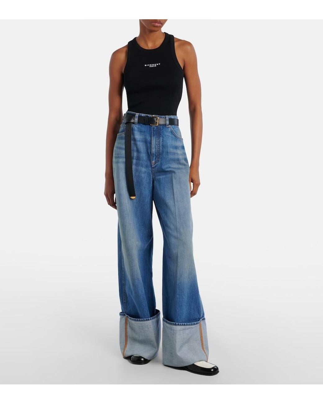 Tank Top Cropped De Algodon Con Logo Givenchy de color Black