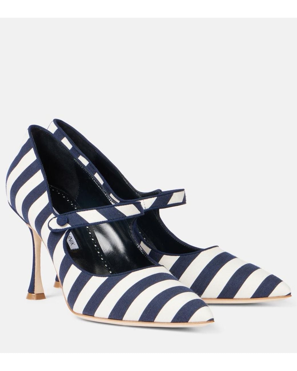 Manolo Blahnik Blue Campari 90 Striped Mary Jane Pumps