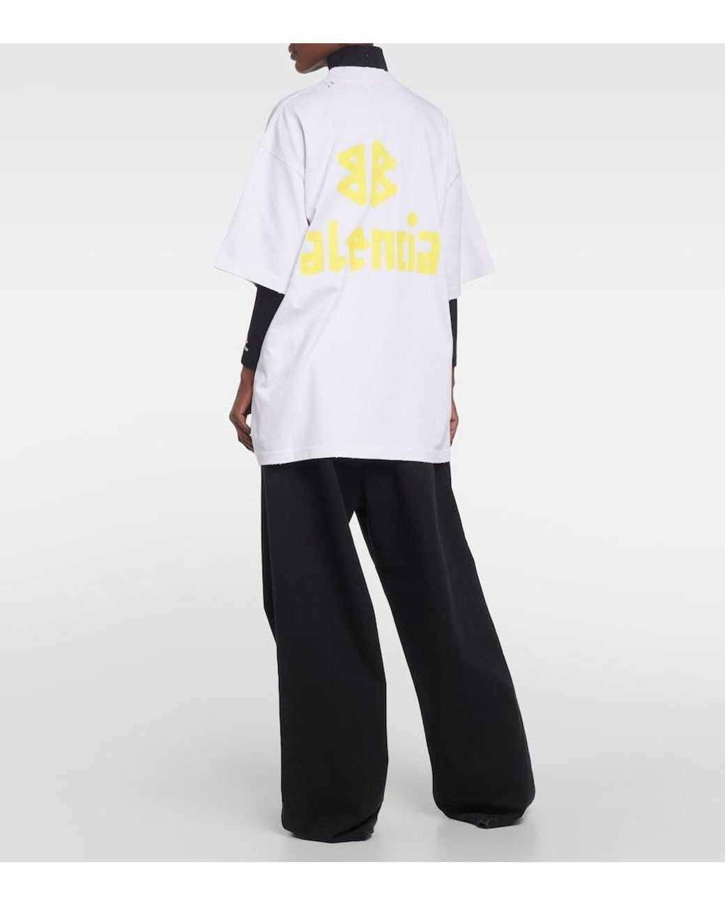 Balenciaga White Tape -Baumwoll -T -Shirt