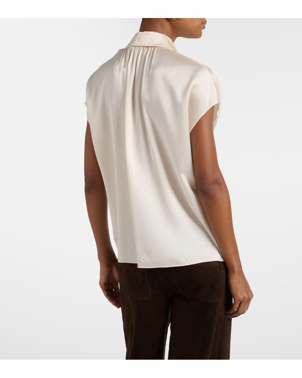 Vince White Silk Satin Blouse
