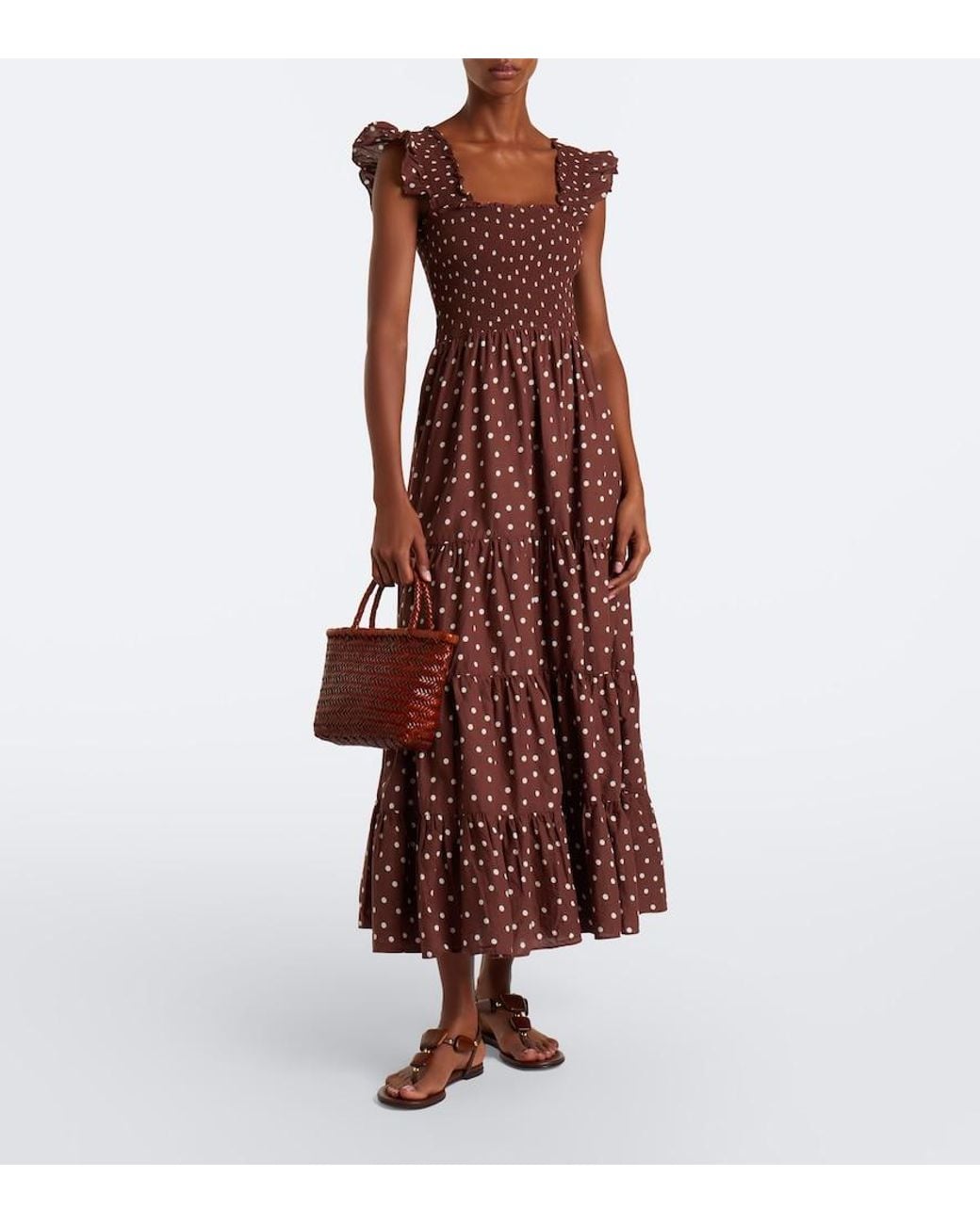 Rixo Purple Kendall Polka Dot Cotton Midi Dress