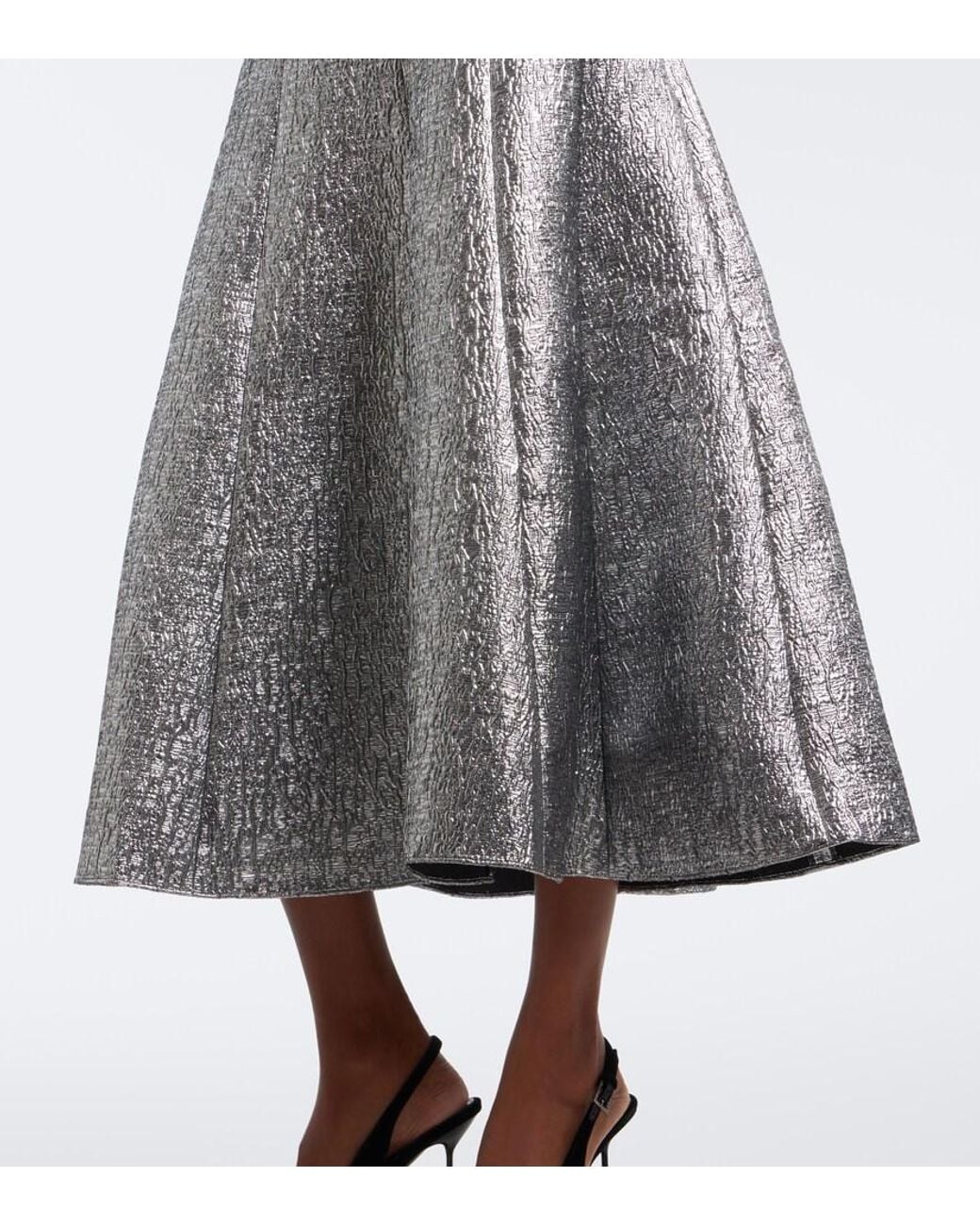 Roland Mouret Gray Lame Jacquard Maxi Dress