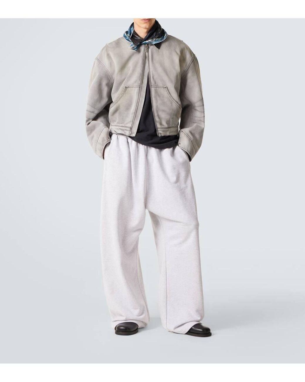 Giacca Di Jeans Con Pelle di Acne in Gray da Uomo