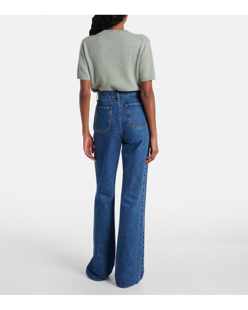 Loro Piana Blue Merak High-Rise Flared Jeans