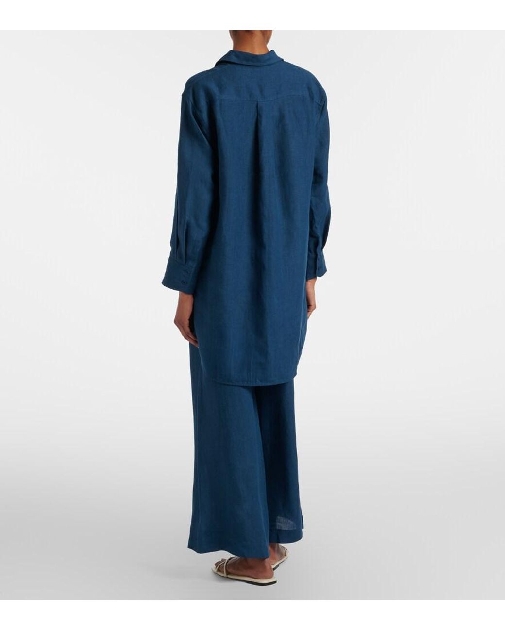 Eres Blue Select Linen Wide-Leg Pants