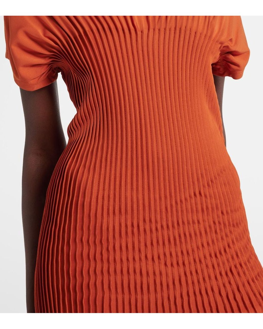 Totême Orange Pleated Jersey Maxi Dress