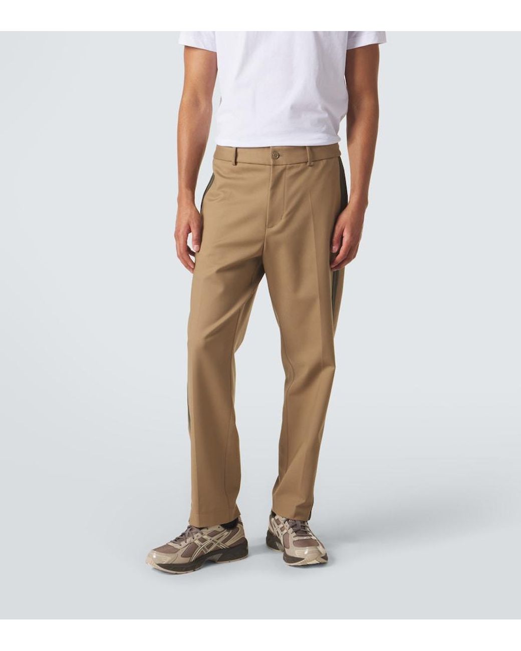 Moncler Natural Cotton-Blend Straight Pants for men