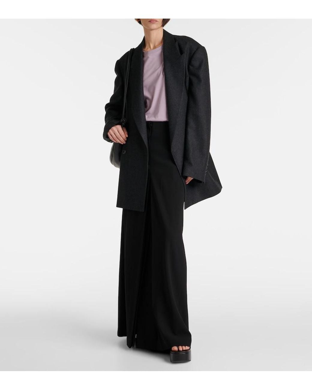 Dries Van Noten Black Wool-Blend Maxi Skirt
