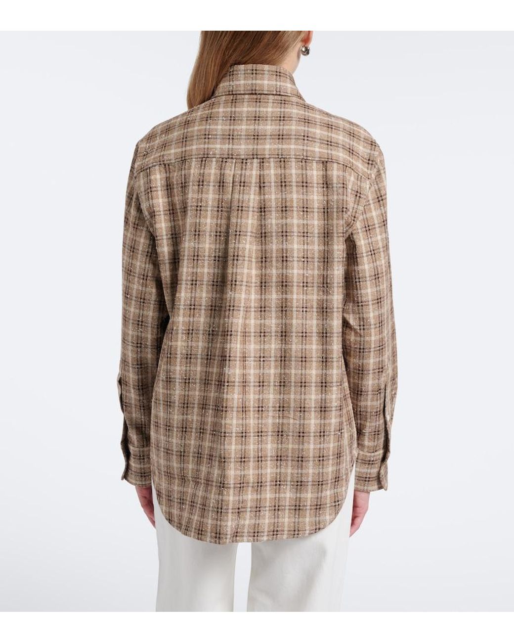 Rohe Brown Checked Boucle Cotton And Silk-Blend Overshirt