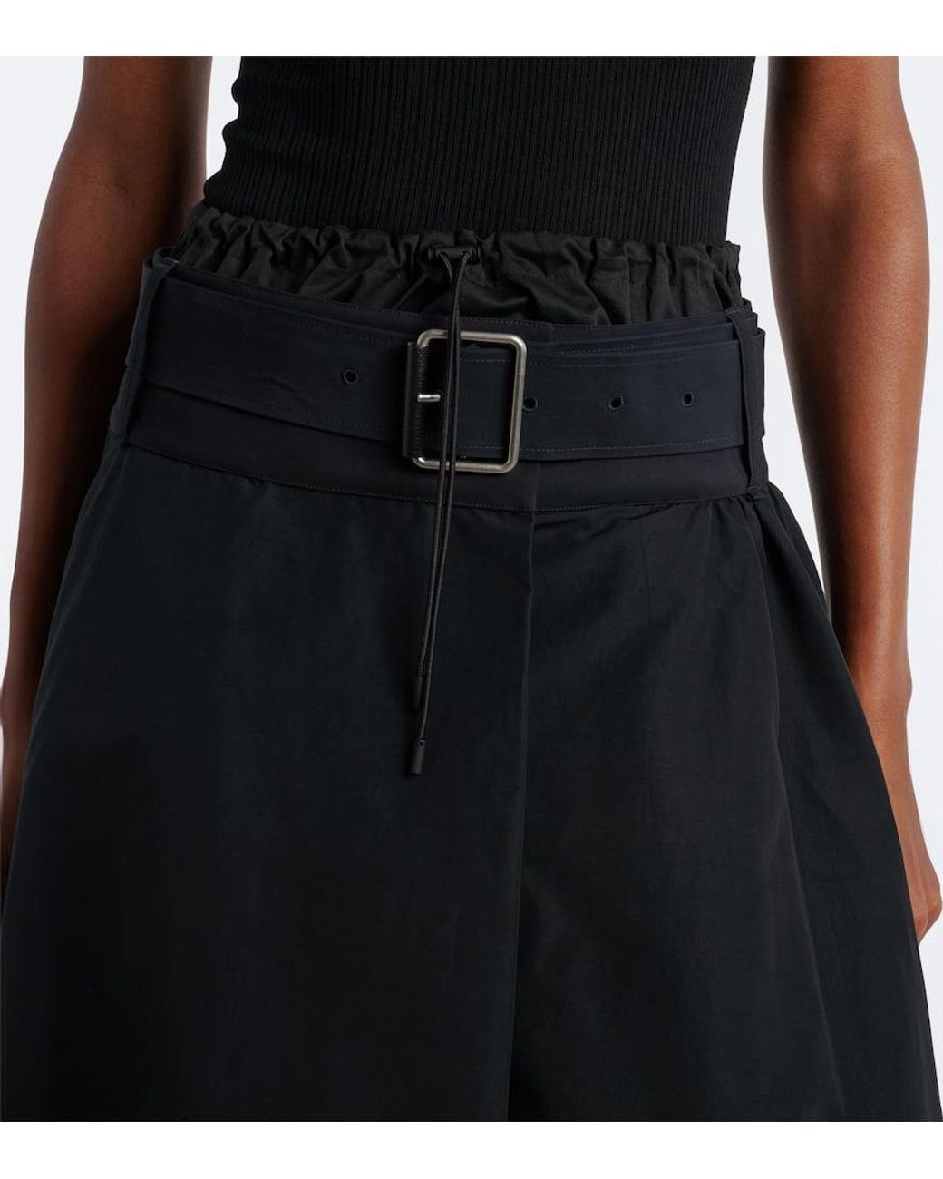 Loewe Blue Belted Cotton-Blend Midi Skirt