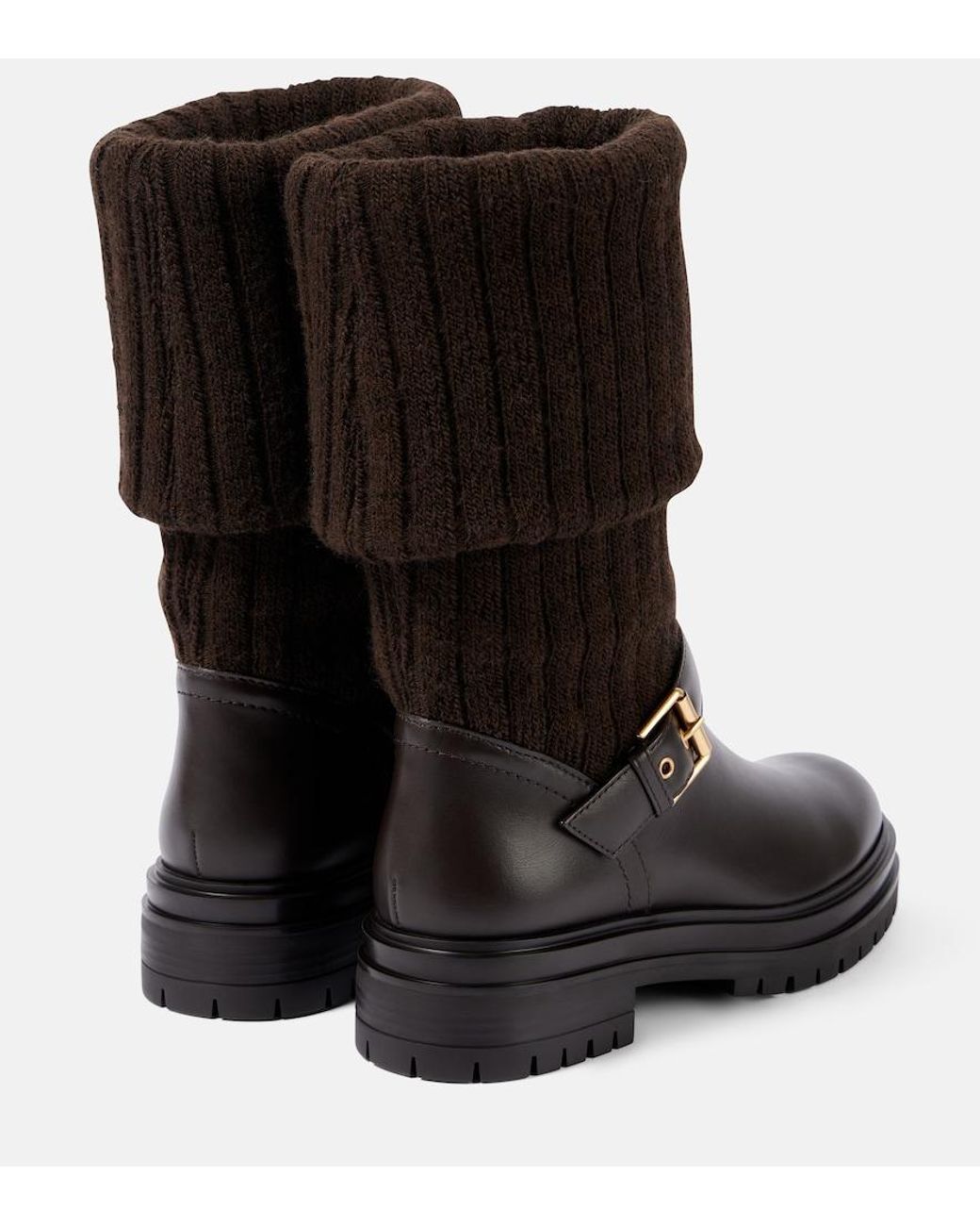 Gianvito Rossi Black Thurso Leather-Trimmed Biker Boots