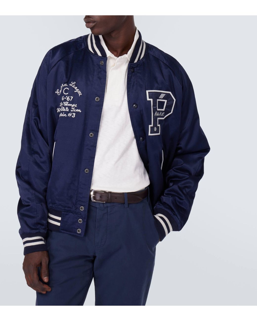 Veste teddy brodee Polo Ralph Lauren pour homme en coloris Bleu Lyst