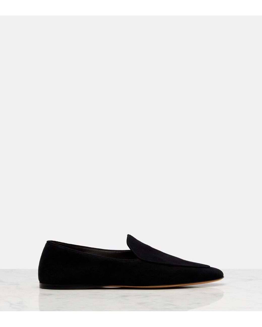 The Row Black Awar Suede Loafers