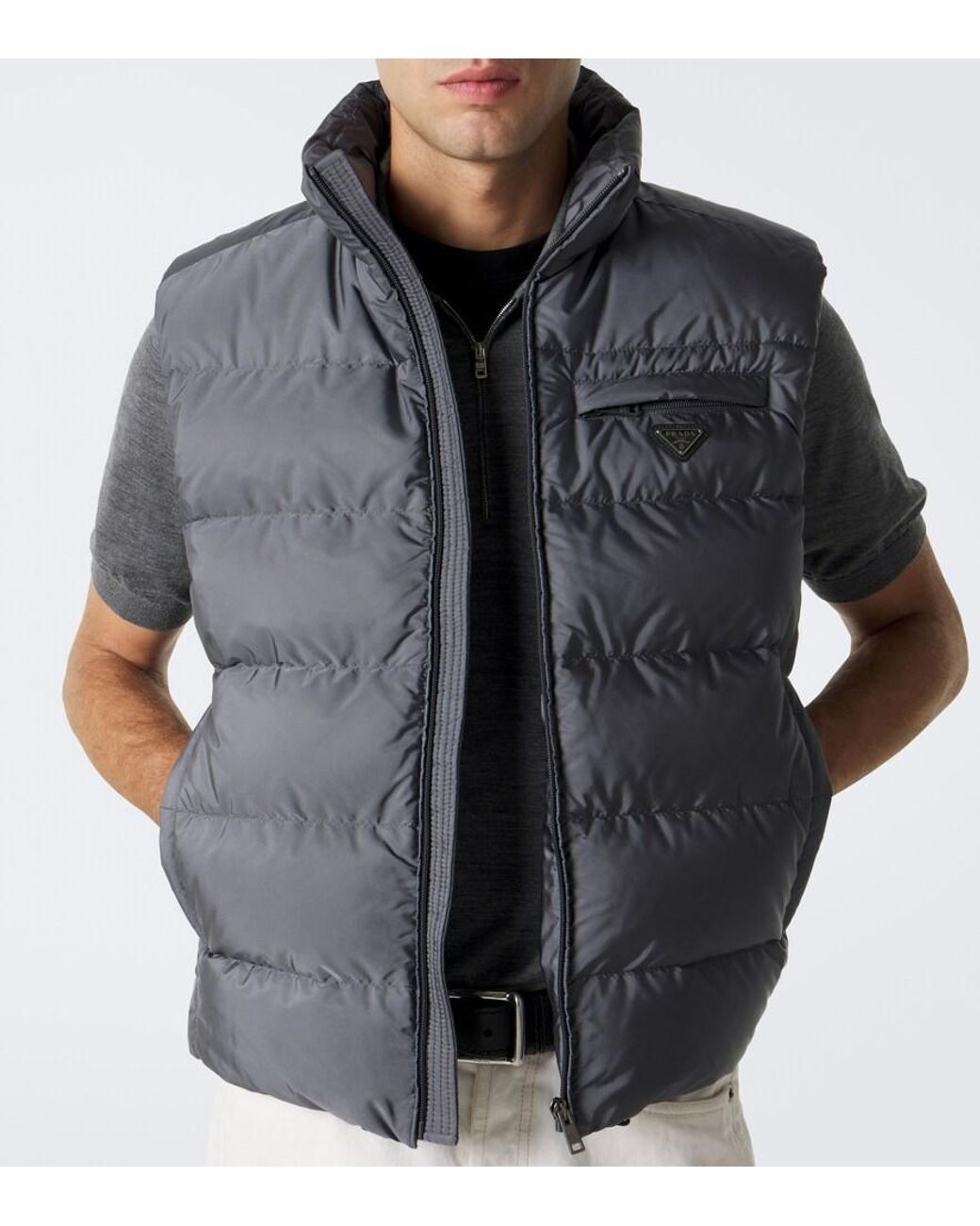 Chaleco De Plumas De Re-Nylon Prada de hombre de color Gray