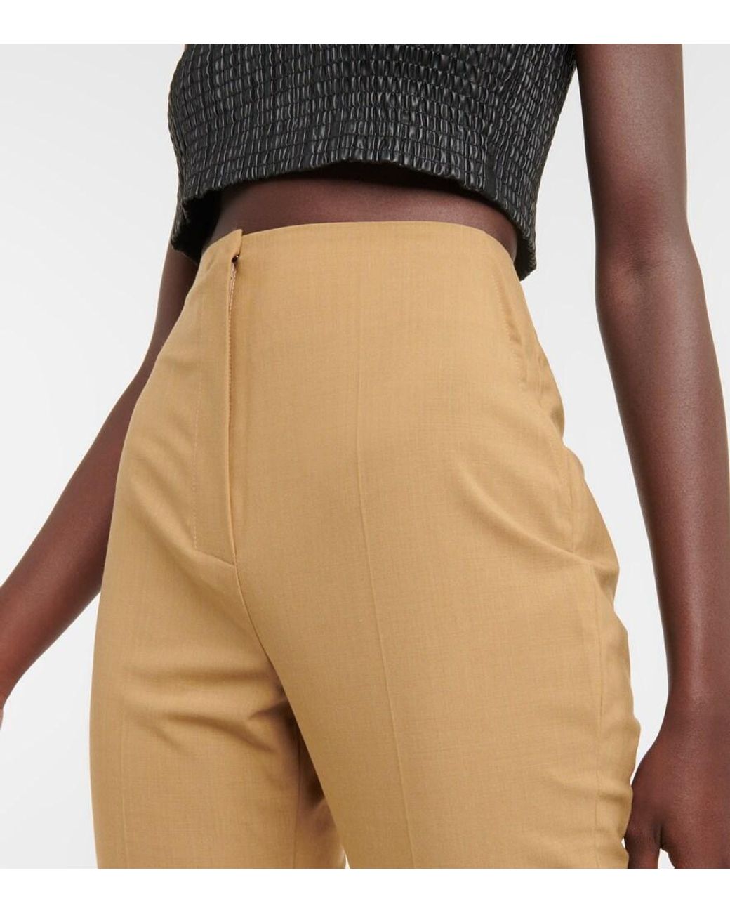 Nanushka Natural Florine Slim Wool-blend Pants