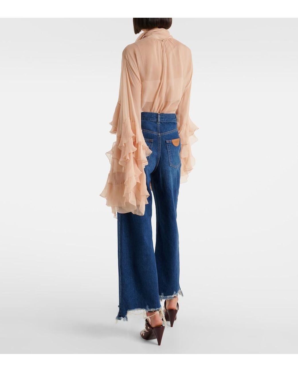 Chloé Blue Mid-Rise Wide-Leg Jeans