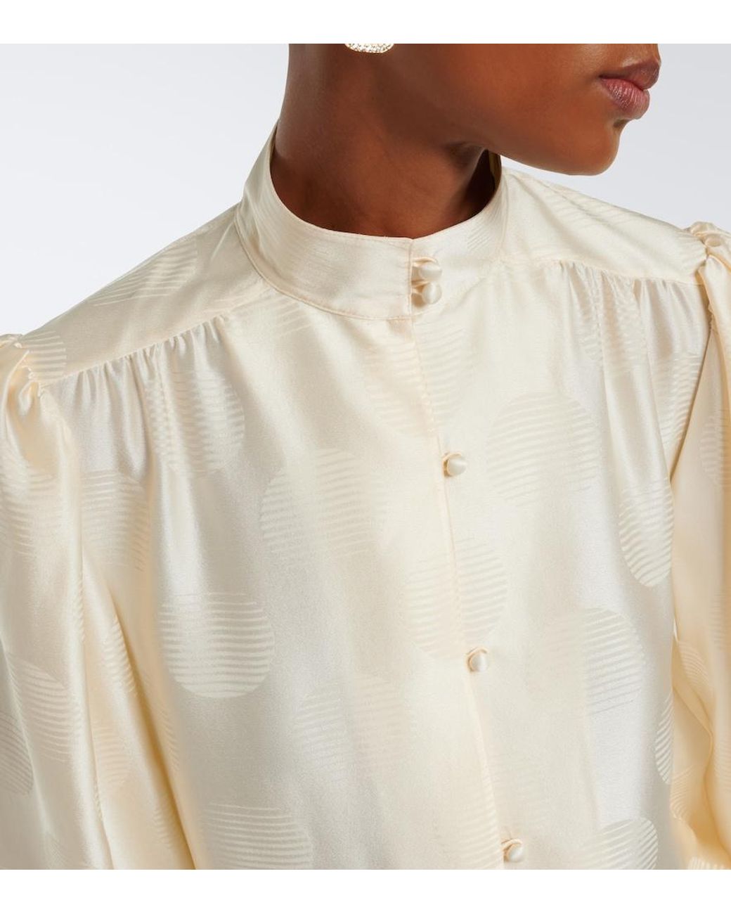 Valentino Garavani Natural Belted Silk Jacquard Shirt