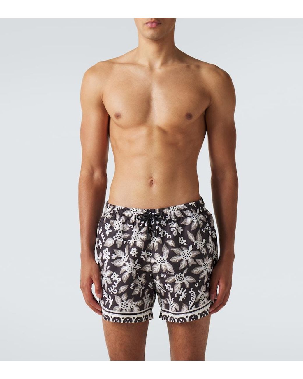 Commas White Printed Swim Trunks for men