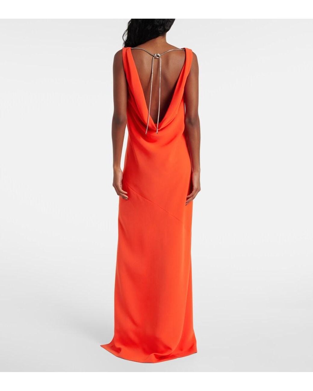 Max Mara Orange Chain-Detail Cady Gown
