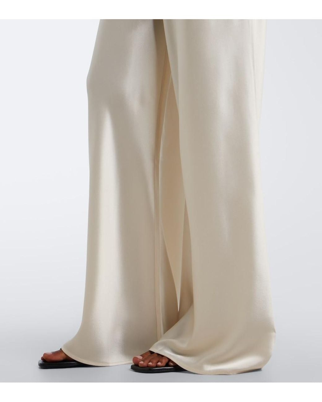 Leset White Barb Satin Wide-Leg Pants