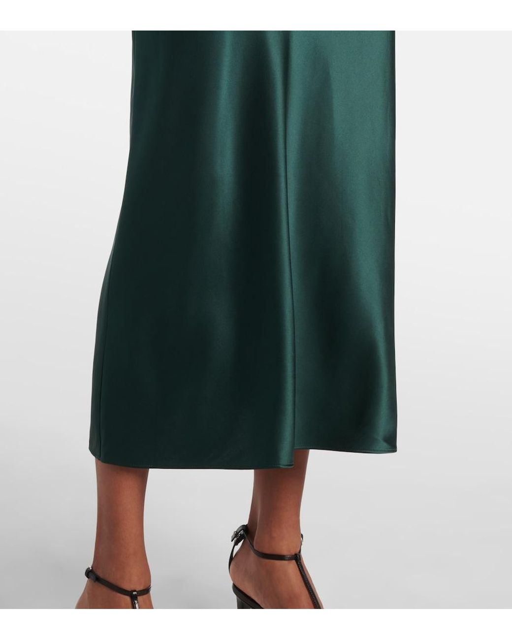 Veronica Beard Green Bixie Silk-Blend Satin Slip Dress