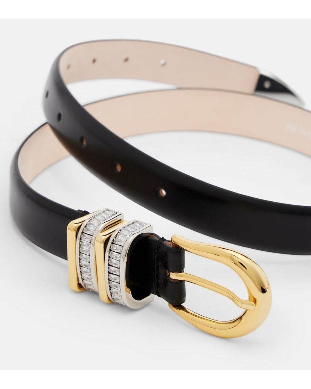 DEHANCHE Black Hollyhock Embellished Leather Belt