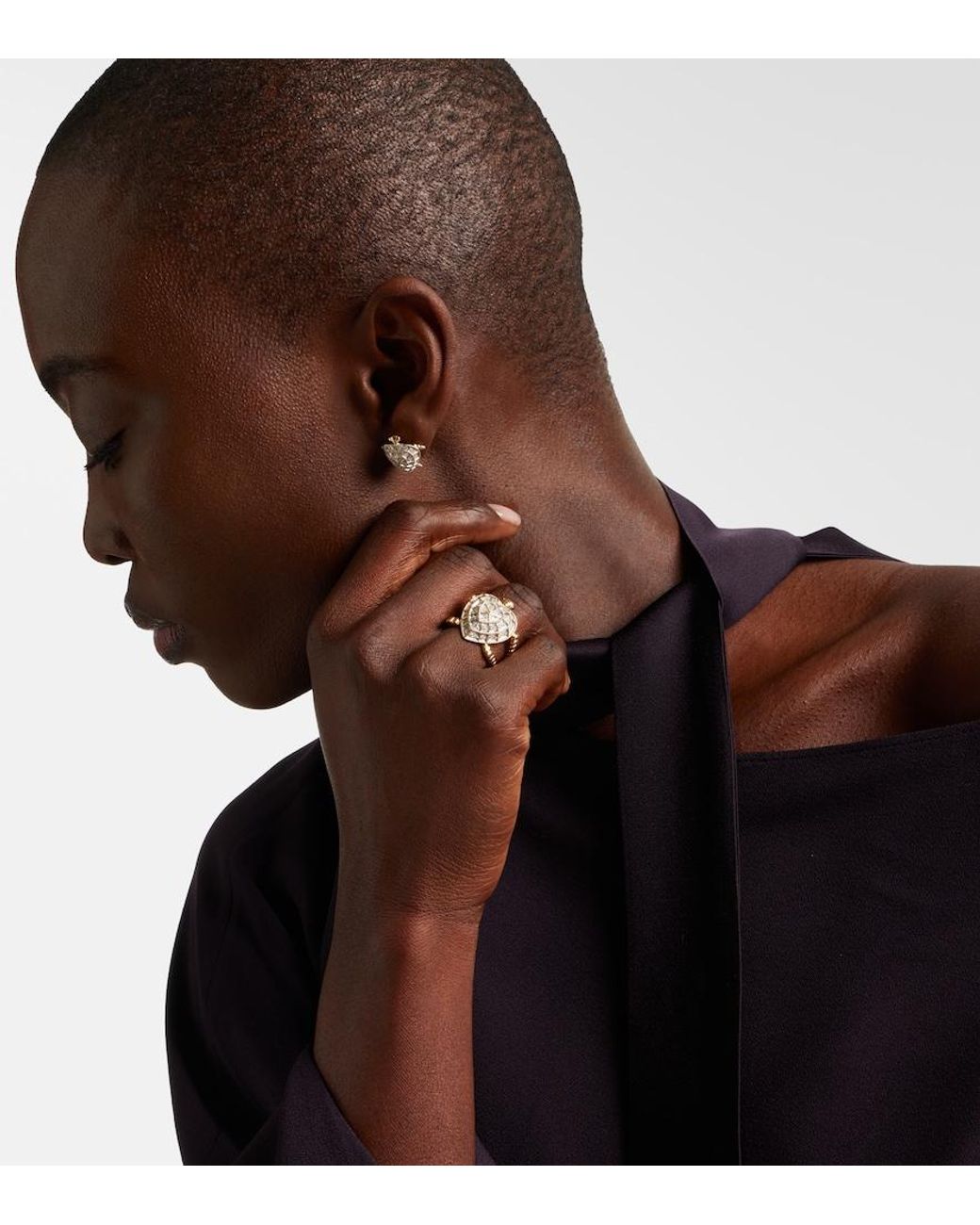 Yvonne Léon White Tortue Coeur 9Kt Ring With Diamonds