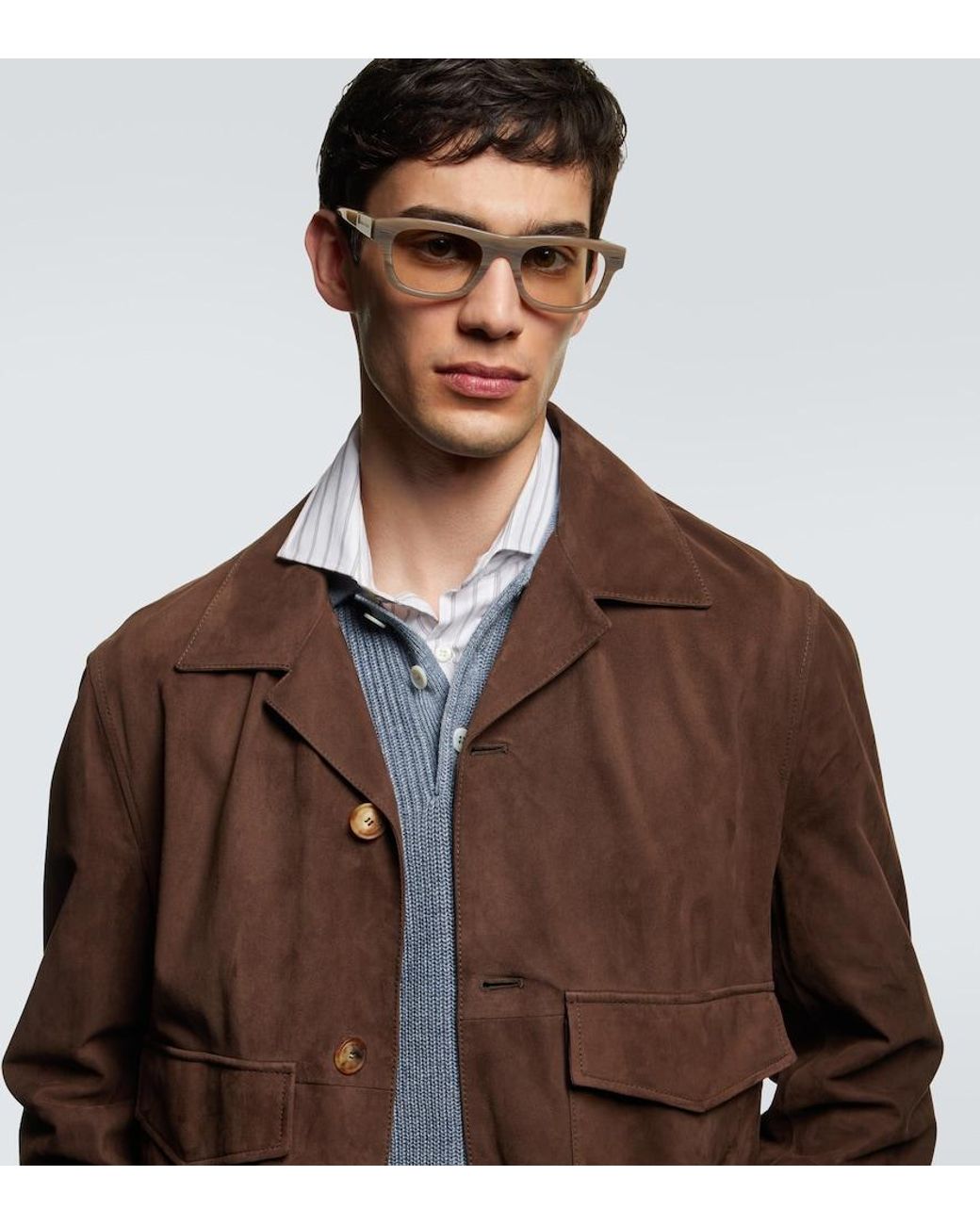 Brunello Cucinelli Metallic Rectangular Glasses for men