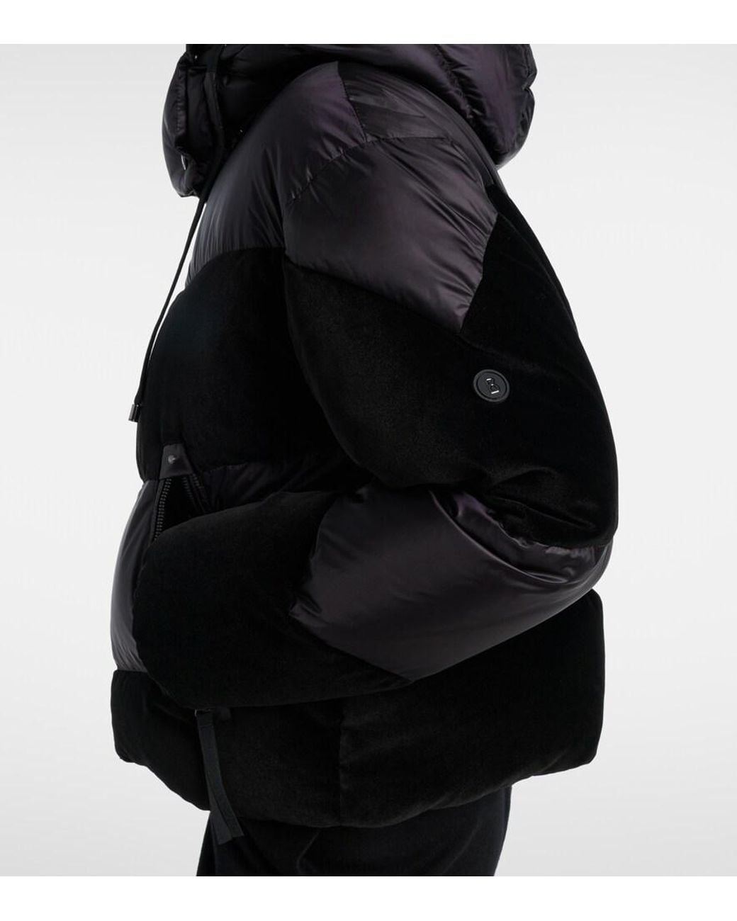 Bogner Black Cathy Velvet-Trimmed Down Jacket