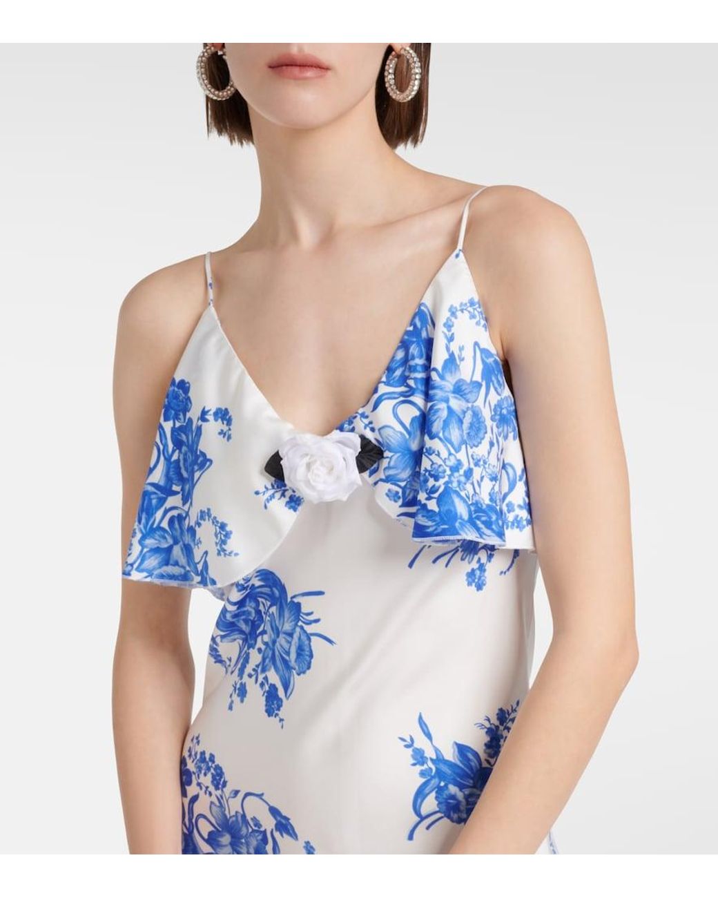 Rodarte Blue Floral Silk Slip Dress