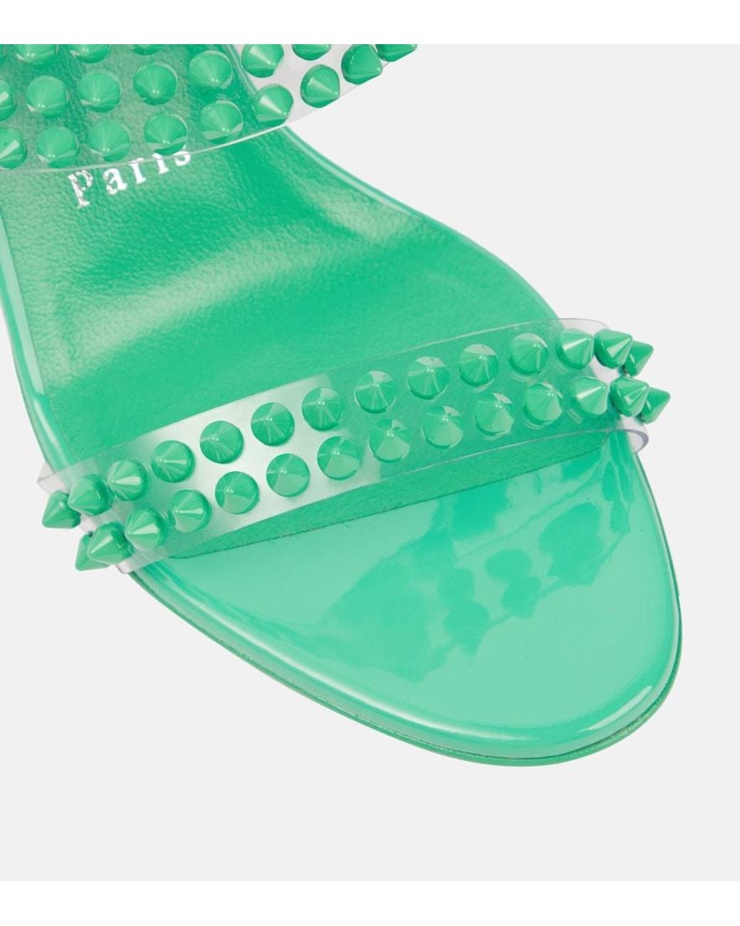 Christian Louboutin Green Spike Only 85 Pvc And Leather Sandals