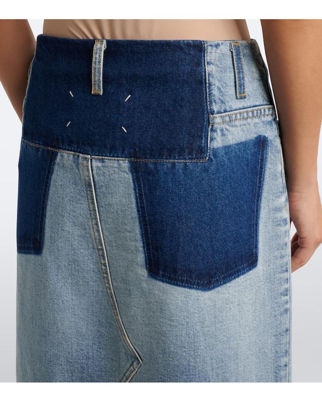 Maison Margiela Blue Paneled Denim Maxi Skirt