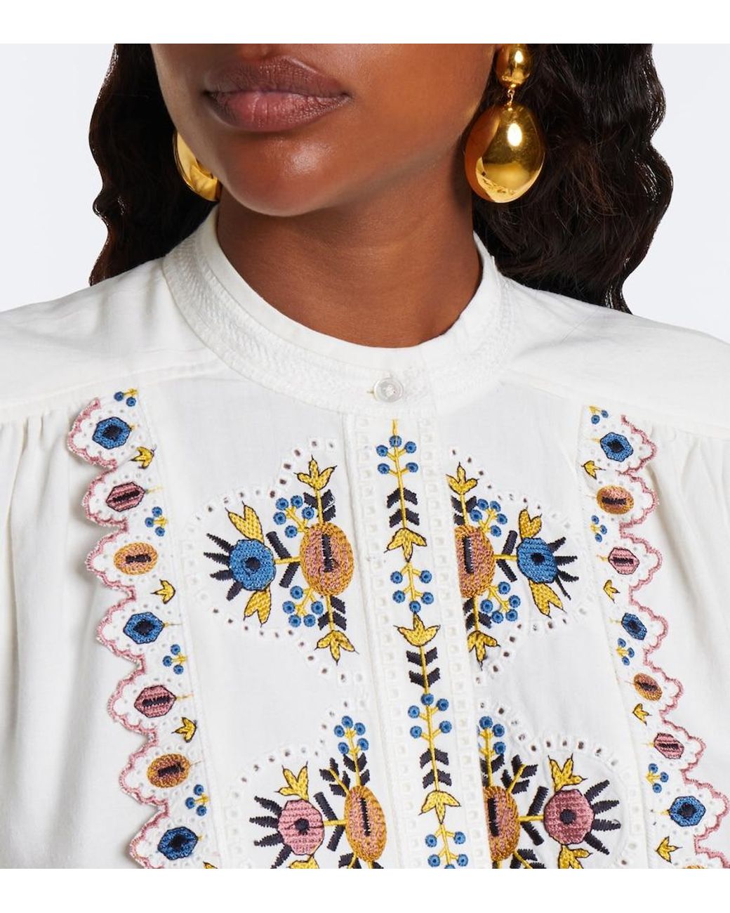 Isabel Marant White Monique Embroidered Blouse